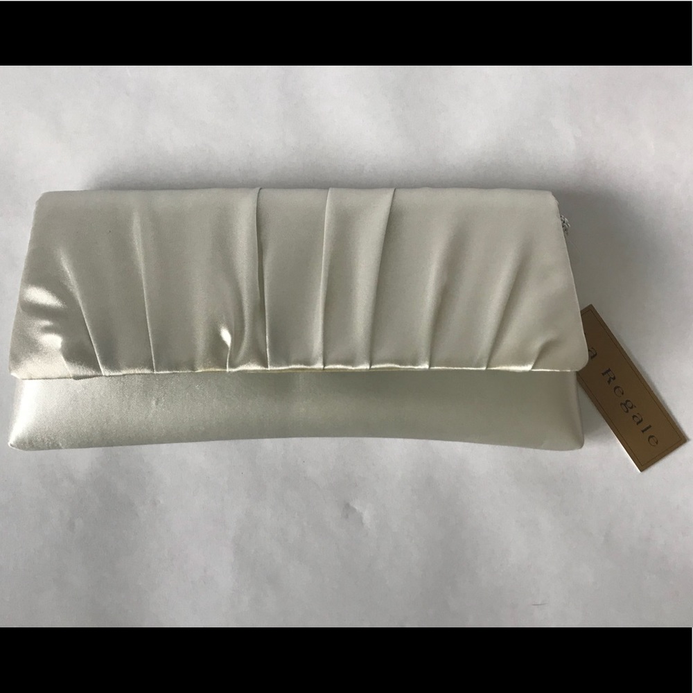 Metallic cream evening clutch bag NWT